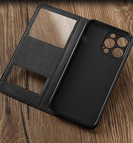 Coque iPhone 14 avec prise d'appel rapide clapet fermé marron