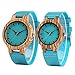 Produktbild HBODHBGS Holz-Uhr-Top-Quarz-Armbanduhr-natürliche Bambus Uhr Lässige Leder Valentinstag-Geschenke For Couple