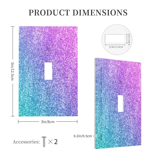 Decorative Switch Plate Covers Gillter Purple Pink Blue Gradient Sparkle 1 Gang Light Switch Cover Plate Single Toggle Wall Plate Outlet Covers Wall Plate Faceplate for Bedroom Home Decor