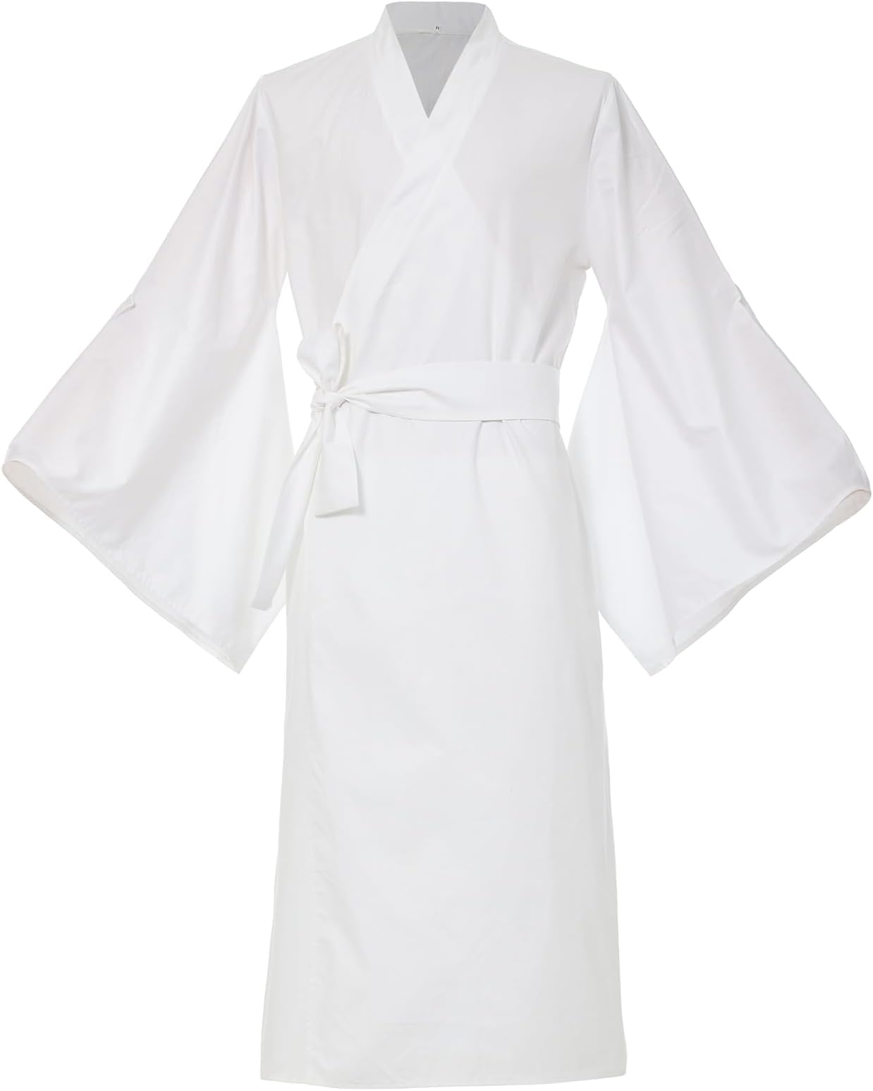 Men's White Costume, Kimono, Yukata, White Coat, Plain, White, Black, Gyokori, Temple, Monk, Gentleman, Large Size