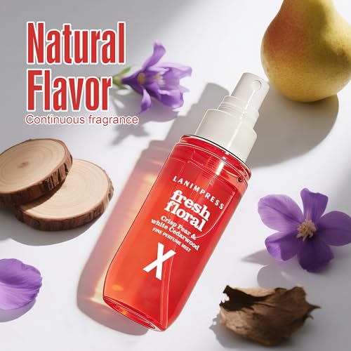 Image of 3 FL OZ Hair and Body Fragrance Mist, Eau De Parfum for Women,Fruity Floral Perfume No.10, Juicy Flower Scent- With Notes of Juicy Pear,Pink Violet,White Cedarwood,Travel Size Body Spray