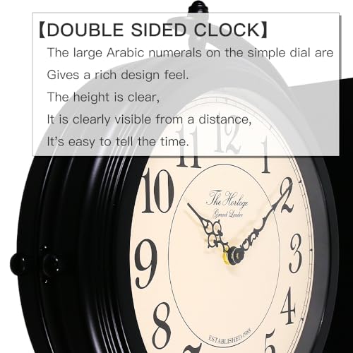 BESTIME 66264B 16-Inch Double Sided Metal Wall Clock with Black Frame.Sturdy Frame,Easy Read,Garden,Home Décor,Indoor,Outdoor,Farmhouse,Yard,Station,Office,Photography Props. - Image 5