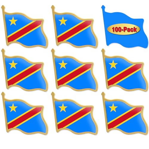 Image of 12 /24 /50 /100Pcs Official Congo Flag Pins Bulk - Metal DR Congo Kinshasa DRC National Lapel Pin