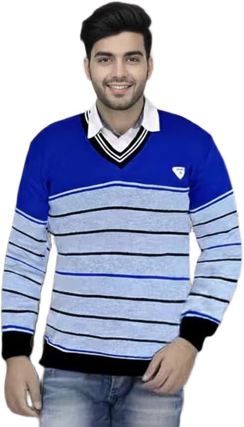 Krishna Exports Men's Wool V-Neck Sweater-picture-49