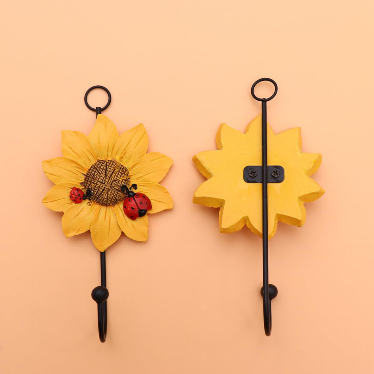 Gancho de resina decorativo tipo margarita amarillo de pared para accesorios de hogar y baño