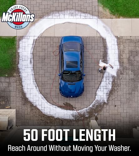 Image of McKillans QC Installed Pressure Washer Hose 50 ft - Flexible & Kink-resistant - Steel-Braided & Durable- 3 /8 inch QC Pre-Installed Stainless Steel - Power Washer Hose - High Pressure 1 /4 inch Inner Diameter