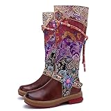 Artisan Handmade Women's Cowboy and Knight Boots - High Heels and Flat Bottoms Genuine Sheepskin, Ethnic and Vintage Style for Ladies and Girls