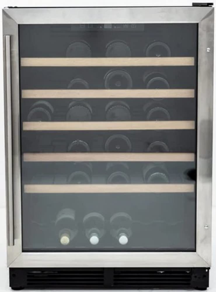 Avanti Wine Cooler Freestanding Single Zone with Temperature Control Holds Up to 51 Bottles, Stainless Steel Construction with Glass Door, 23.5-Inch, Metallic