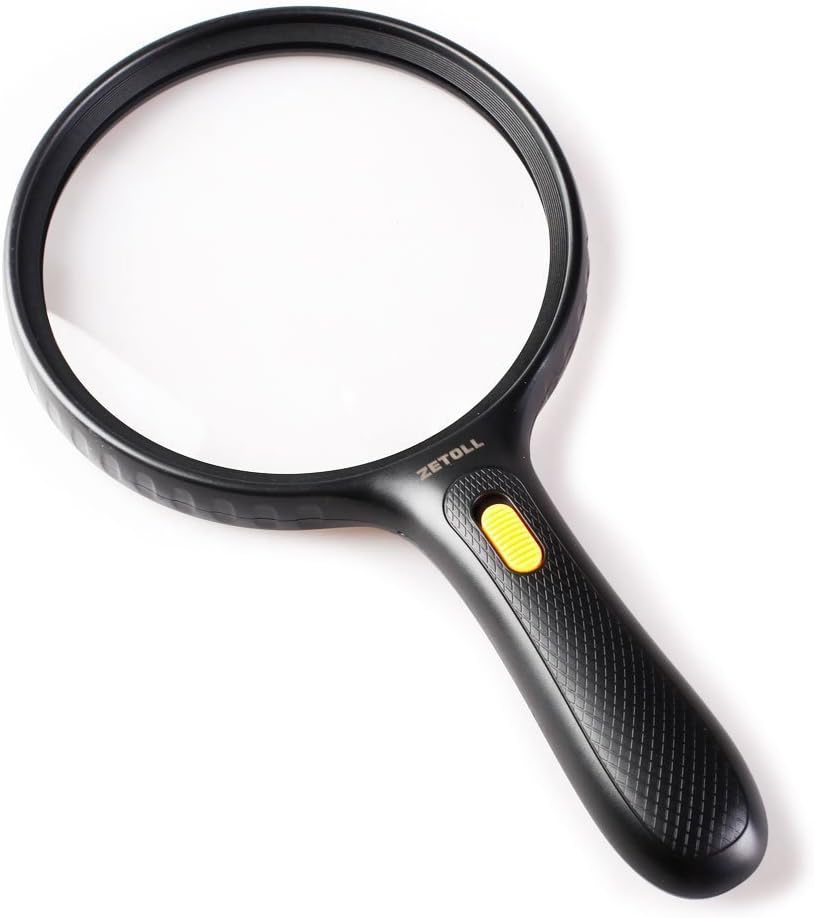 Magnifying Glass with Light, ZETOLL Super Large 5.5 inch Handheld 1.8X Magnifier Lens with 5X Zoom for Reading, Exploring - Free Cleaning Cloth and Carrying Pouch