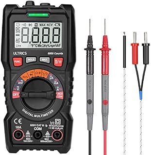 ULTRICS Digital Multimeter, Auto Ranging Multi Tester Voltmeter Ammeter Ohmmeter TRMS 6000 Counts, Test Meter with Leads, Backlit LCD Measures OHM AC/DC Voltage Current Resistance Continuity Diode