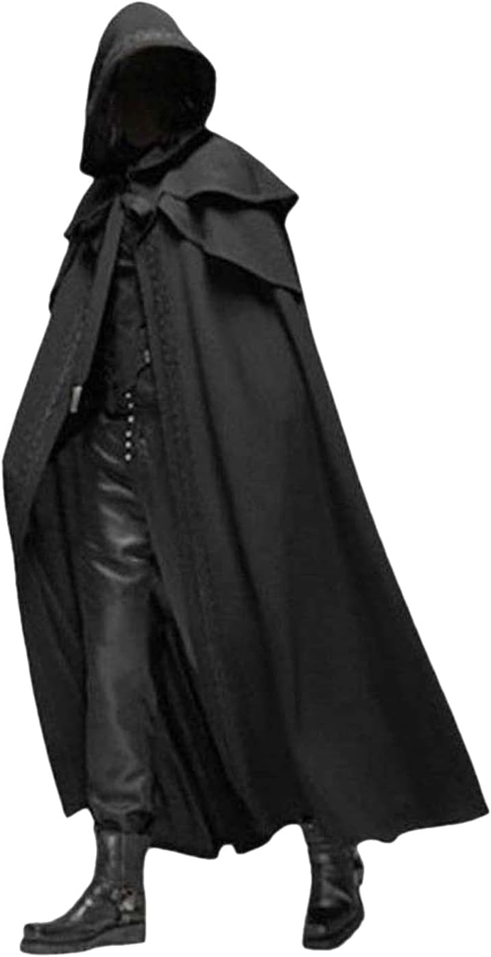 Black Cloak with Hood Voldemort Costume Halloween Hooded Capes for Men and Women Cosplay Costumes Coats Medieval Gothic Capes Halloween Party Props