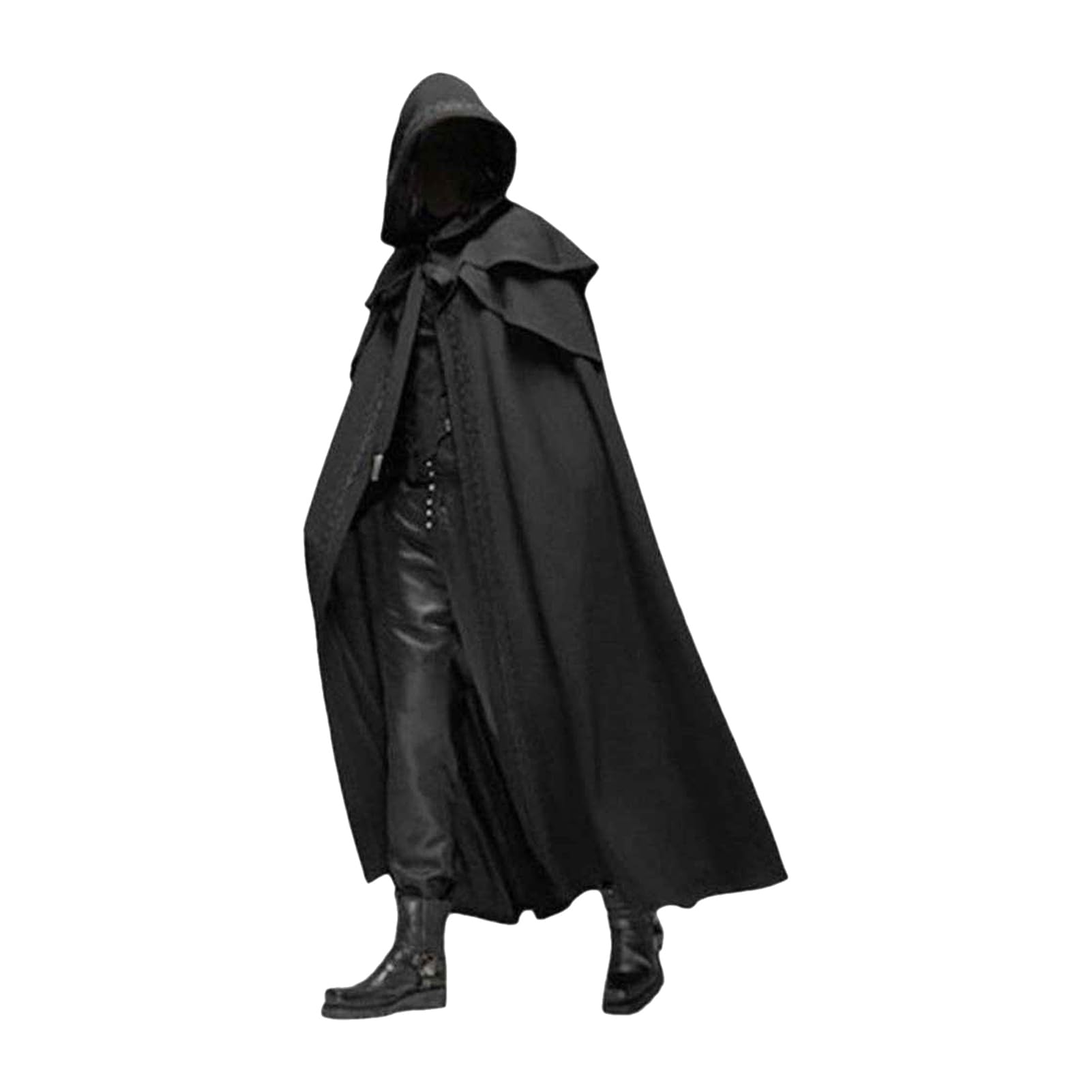 Black Cloak with Hood Voldemort Costume Halloween Hooded Capes for Men and Women Cosplay Costumes Coats Medieval Gothic Capes Halloween Party Props (S)
