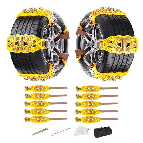 Cadenas De Nieve para Kia Ceed, Cadenas Para Nieve Antideslizantes, Con Correas Ajustables Y Clavos Reforzados TraccióN Segura En Nieve Y Arena Durabilidad,B-Yellow-10pcs