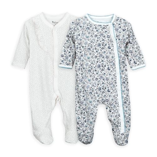 Image of Minicoco Baby Boys Girls Cotton Footies Multi Pack Long Sleeve Baby Footed One-Piece Jumpsuit Multi Pack