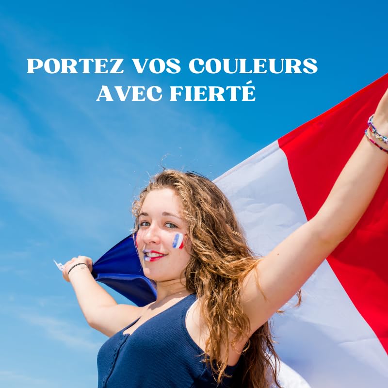 Kit Supporters Français - Drapeau Cape & Stick de Maquillage Bleu-Blanc-Rouge France