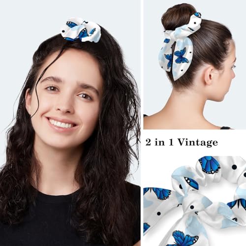 Image of Colored Butterflies Scrub Caps Women Ponytail, Adjustable Bouffant Surgical Caps with Button, Nurse Hats Long Hair