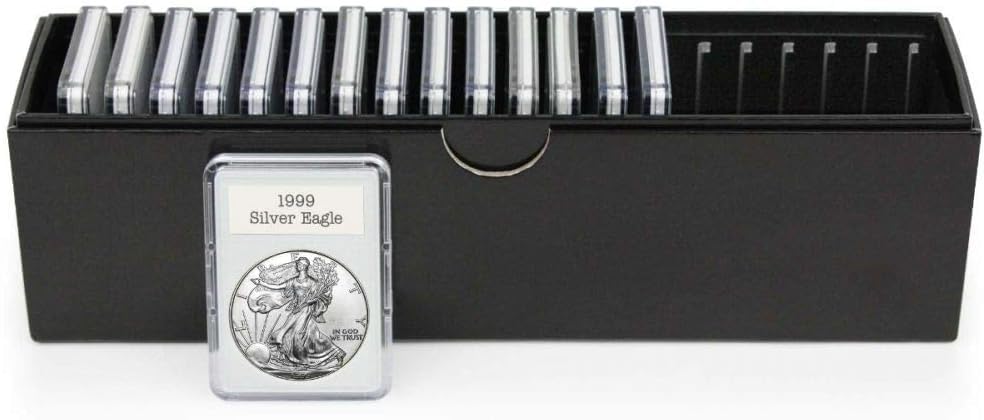BCW Slotted Coin Slab Storage Box | Black Cardstock Box Slabs & Small ANACS Holders | Coin Organizer & Protection Case for Collectors