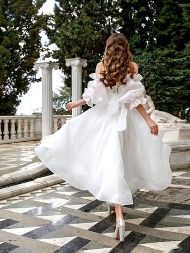 Elegant Short Wedding Dresses for Bride 2025 Engagement Ruffle Bridal Shower Dress for Wedding2