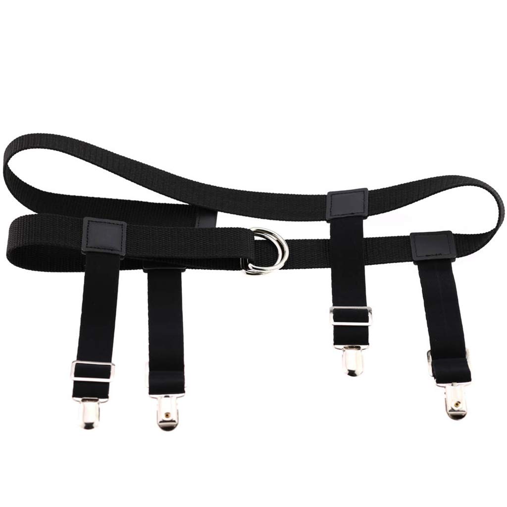 Llhcf Unisex Elastic Waist Belt With Garter Suspender Clip Stocking Pants Holder Strap
