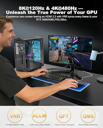 16K HDMI 2.2 Cable 96Gbps 6FT, Ultra High Speed 16K@60Hz 8K@120Hz 4K@480Hz HDMI Cable, HDCP 2.3,HDR10,eARC,Lip, VRR HDMI Cords Compact & Soft for RTX 5090/Gaming PC/PS5/Xbox/HDTV/Monitor