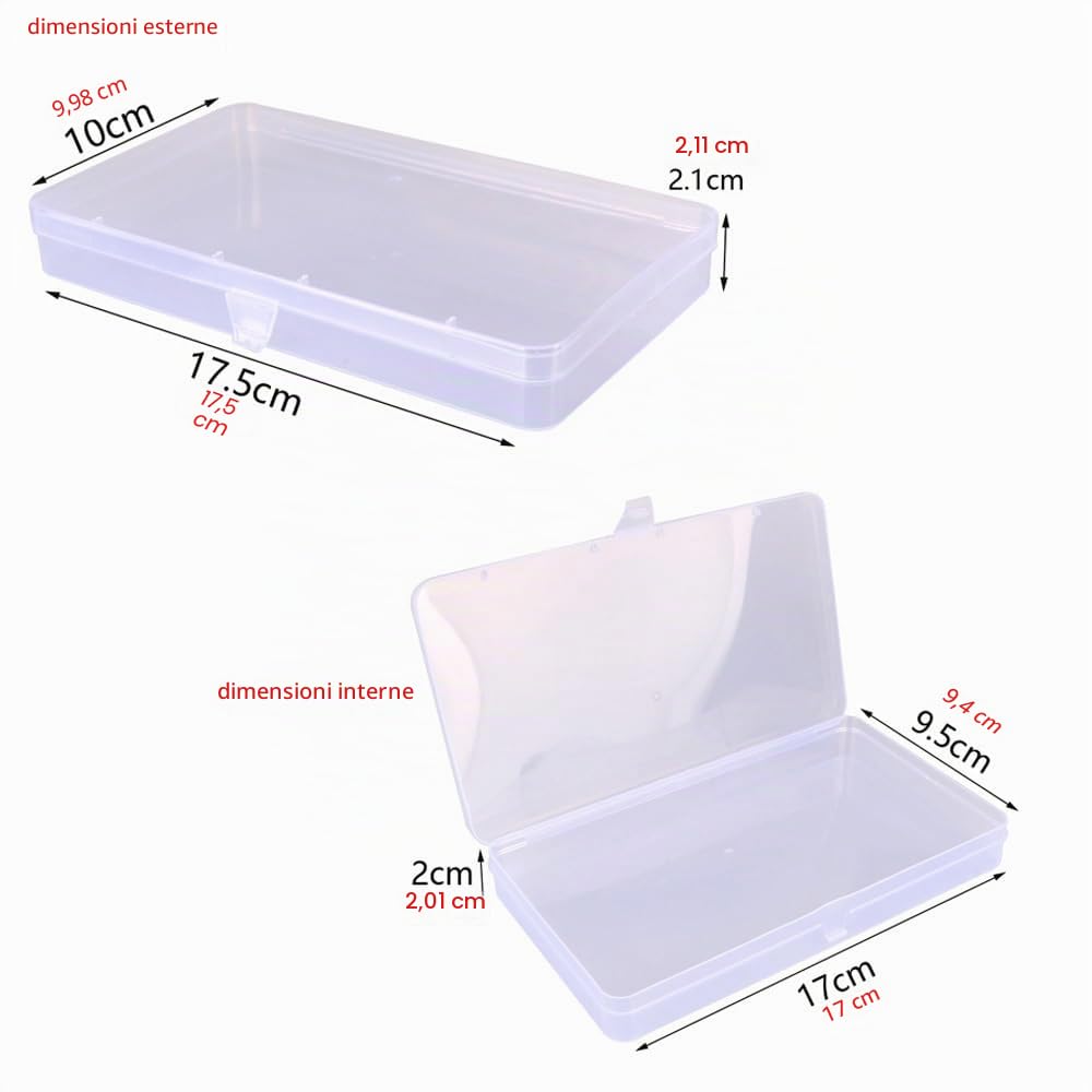 Gebildet 8pezzi Contenitori Portaoggetti per Organizer in Plastica Trasparente Rettangolare di Dimensioni Miste per Piccoli Oggetti e altri Progetti Artigianali