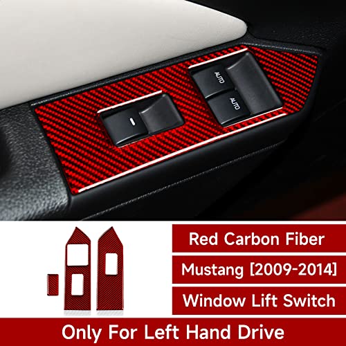 Car Window Switch Control Panel Stickers Decal Carbon Fiber Interior Trim Cover For Ford Mustang 2009 2010 2011 2012 2013 2014 Accessories #TOP1