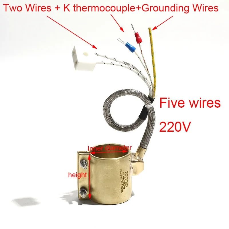 220V 高温セラミックノズル 銅加熱リング 電気 内径35/36mm 高さ20-90mm 100-400W(IDxH 36x45m