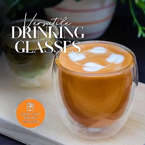 Image of KELVEE Double Wall Glass Coffee Mugs Set of 1, 250ml Without Handle Insulated Glass Coffee Mug Without Handle, Clear Coffee Mugs (1)