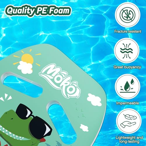 MoKo Kinder Schwimmbrett, Schwimmen Kickboard Trainingsausrüstung mit Griffen Cartoon Swim Float Schwimmtrainingsausrüstung Schwimm Board für Junge Mädchen, Grün Sonnenbrille Dinosaurier