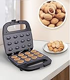 Cookie Maker Electric Walnut Maker Nut Mold Maker, Non Stick 110V Electric Oreshki Maker with Double Sided Heat, Non Slip Feet, for Nuts Cookies Snacks, 12 Holes Black