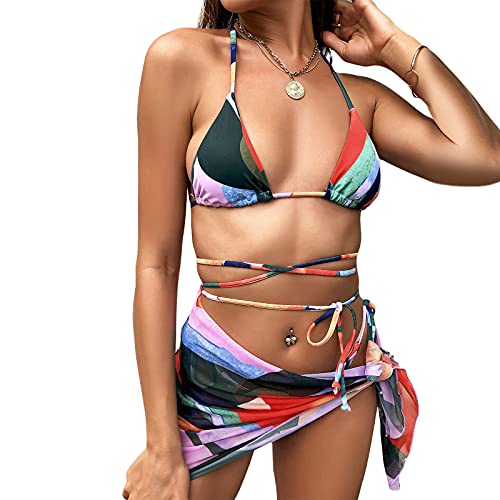 riou Bikinis Mujer Push Up Conjunto BañAdor Sexy Bikinis BrasileñOs Tanga De Tiro Bajo con Tirantes Cruzados Brasileño Traje De BañO De Estampado Ropa De Playa