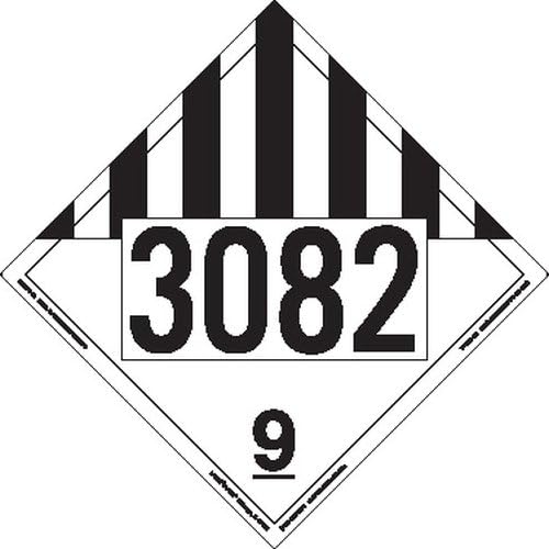 Labelmaster ZVR19-82 UN 3082 Miscellaneous Dangerous Goods Hazmat Placard, Removable Vinyl (Pack of 25)