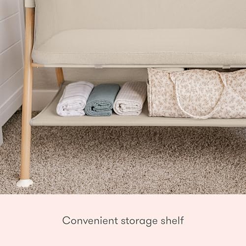 Image of Newton Baby Essential Bassinet - Ultra-Breathable, Completely Washable, More Airflow for Safer, Cooler Sleep, Non-Toxic, Bedside Sleeper, Storage Shelf, Sandstone
