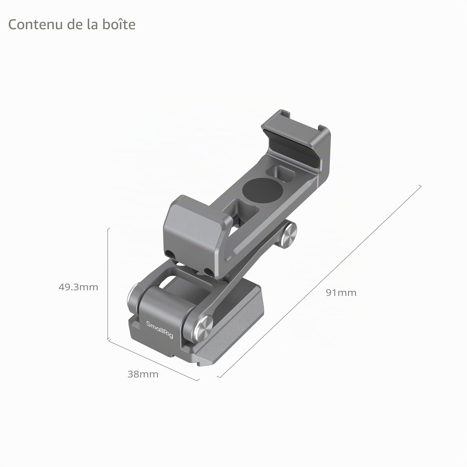 SMALLRIG Support de Téléphone Métallique avec Embase pour Arca-Swiss, Compatible pour DJI RS 4 Mini et RS 3 Mini, Adaptateur de Support Téléphonique, Support de Trépied pour iPhone 16/15 - 5338