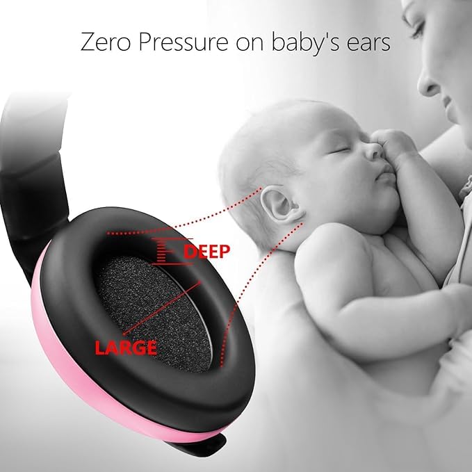 Cityza Baby Ear Protection Earmuffs – Noise Cancelling for Infants, Toddlers & Kids (0-3 Years) – Ideal for Sleeping, Airplanes, Concerts, Fireworks & More (Headphones for Babies - PINK) 4