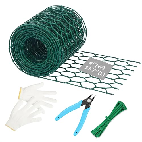 Chicken Wire for Floral Arrangements - Heavy Duty Galvanized Hexagonal Wire Netting for Garden Floral Arrangements Crafts 4 inch(H) x 158 Inch(L) with Gloves Cable tie Plier
