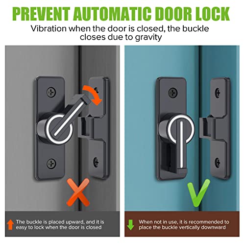 Image of Barn Door Lock Hardware, Heavy Duty 90 Degree Flip Latch Privacy Lock, Zinc Alloy Sliding Barn Door Latch for Bathroom, Bedroom, Closet, Garage, Shed and Gate (Luminous-2PCS)