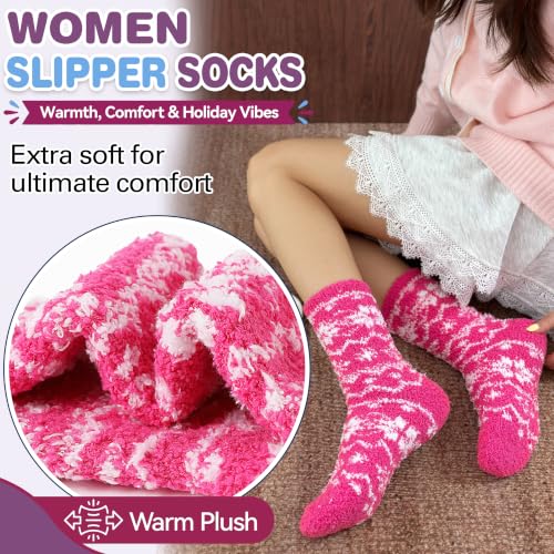Image of Fuzzy Slipper Socks Thick Fluffy Warm Winter Cozy Plush Soft Sleep Home Socks for Women Men