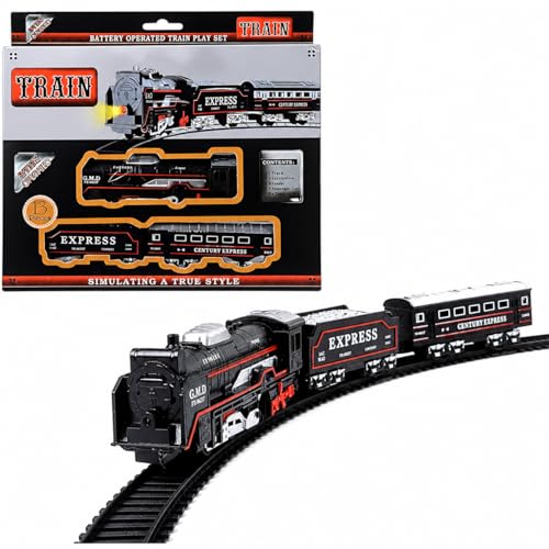 Image of Battery Operated Toy Train Set for Kids | Express Train with Track, Engine, Coal Carrier & Passenger Coach | Easy Assemble Railway Play Set | Light & Realistic Design | Gift for Boys & Girls