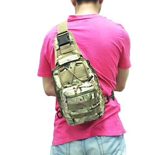 Qcute Tactical Backpack, Waterproof Military Cross-Body Molle Sling Shoulder Backpack Chest Bag For Outdoor Every Day Carry (Cp Camouflage) #TOP4