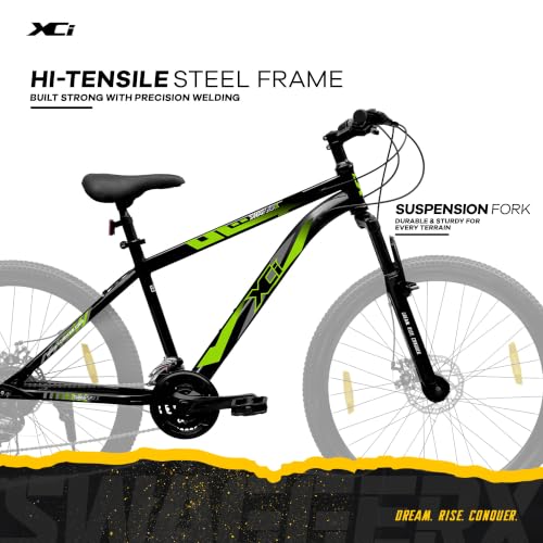 Image of XCi Swagger X 2.0 Mountain Bike | 26-Inch Tyres | 21-Speed Shimano Gears | Tuff Shox Suspension | Mechanical Disc Brakes | Youth 12+ Years |17-Inch Ultra Light Steel Frame | Black Green