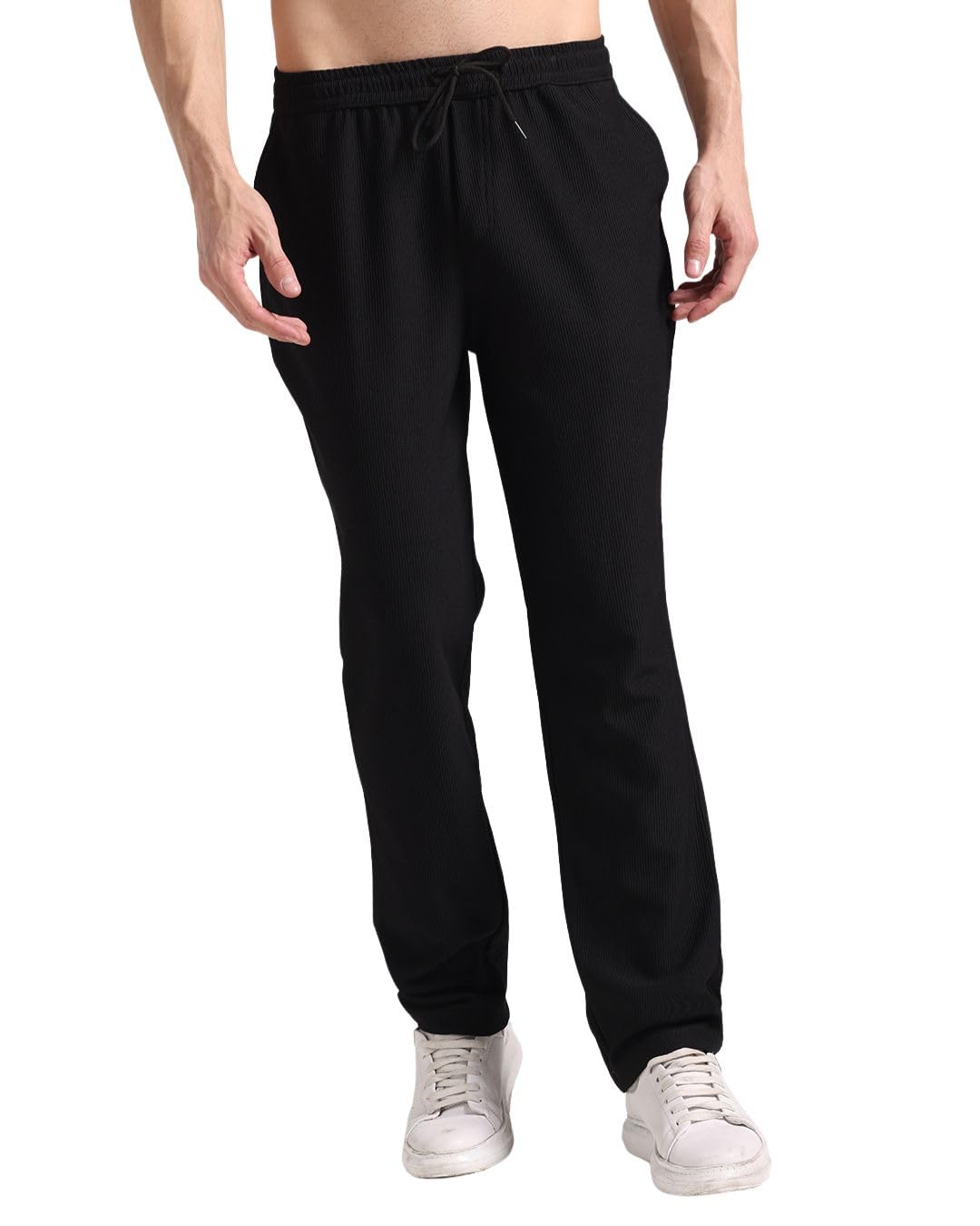 indiclub Men's Corduroy Regular Fit Relaxed Trousers Drawstring Waist-picture-38