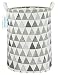 LANGYASHAN Storage Bin，Canvas Fabric Collapsible Organizer Basket for Laundry Hamper,Toy Bins,Gift Baskets, Bedroom, Clothes,Baby Nursery (Grey Triangle)