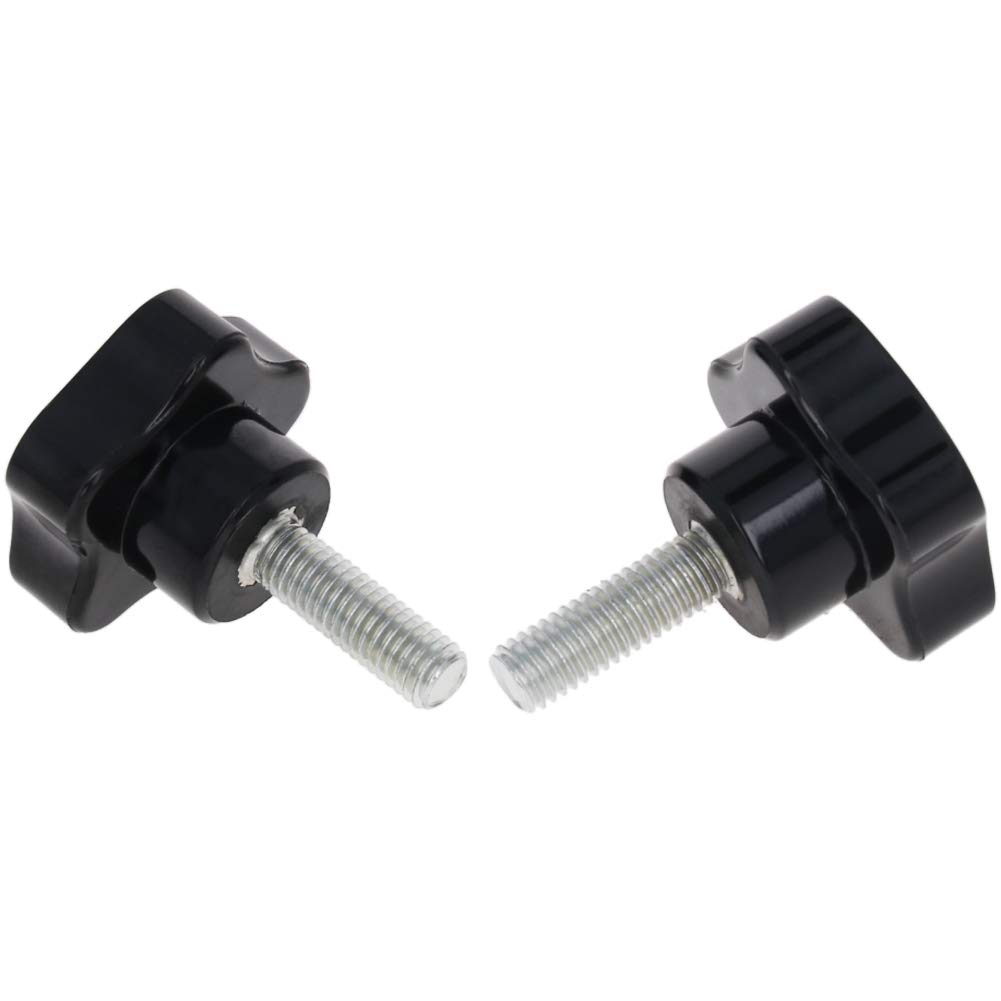 Othmro Lot De 2 M8x30 Poignée De Serrage à Filetage Femelle, Boutons étoiles En Bakélite Galvanisé, Bouton De Serrage De Poignée à Visser Noir, Adaptée à Porte De Placard Armoire Outils De