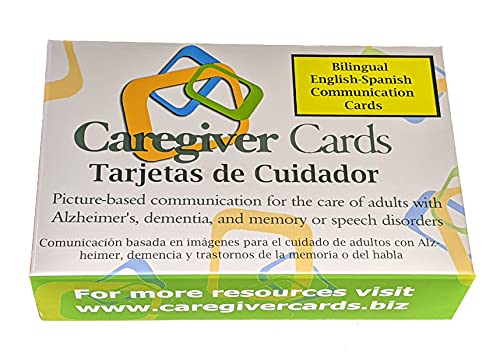 Caregiver Cards Bilingual Spanish/English Communication Cue Cards for Adults with Memory, Speech, & Cognitive Challenges Due to Alzheimer's, Dementia, Stroke, TBI, Autism, Nonverbal, Hard of Hearing