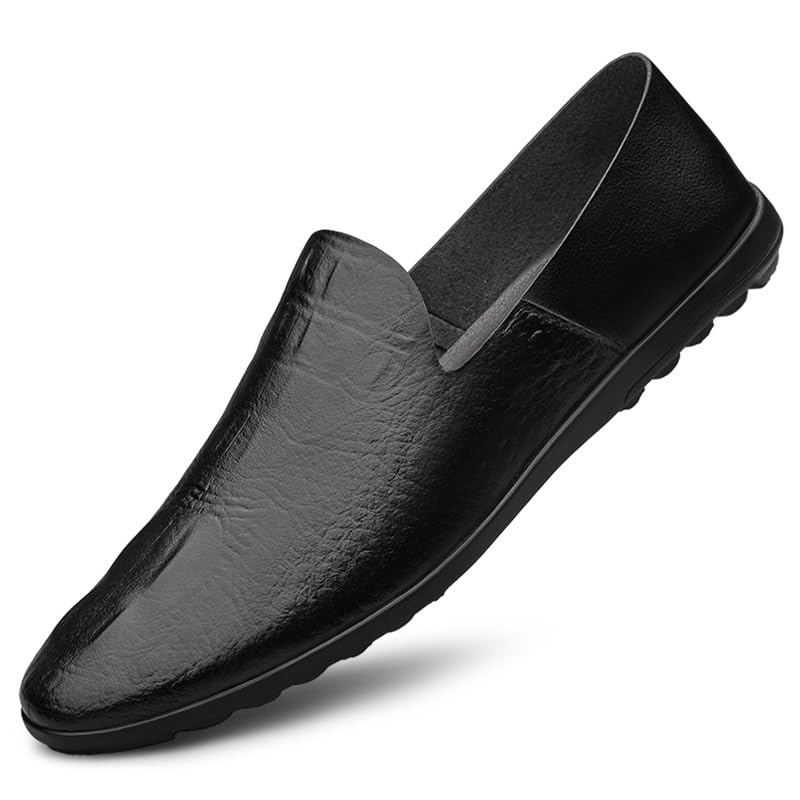 Mens Loafers Shoe Round Toe Faux Leather Loafer Shoes Lightweight Flexible Comfortable Walking Slip-on