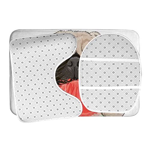 DIRYKILP Badematte + Konturmatte + Toilettendeckelbezug, Mops Eats Wassermelone 3 Stück Badematten Set, mit rutschfester Klebeunterseite – Bild 7