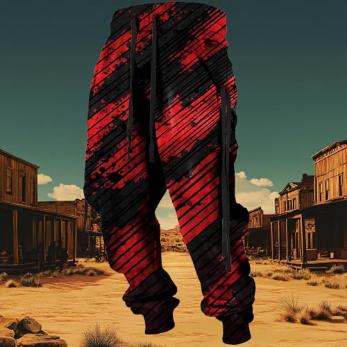 Western Cowboy Cargo Sweatpants for Men Cool Drawstring Waist Joggers with Pockets Casual Stylish Graphic Pants4