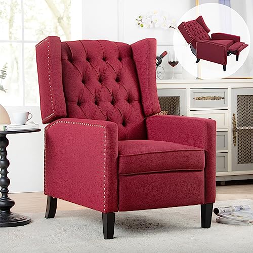 Wingback Chair Small Push Back Recliner Chair Beecher Leather