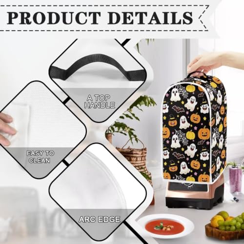 Image of Bat Ghost Pumpkin Blender Dust Cover, Anti Fingerprint Polyester Stand Mixer or Coffee Maker Appliance Protector, Halloween Machine Washable Blender Cover for Kitchen Appliance